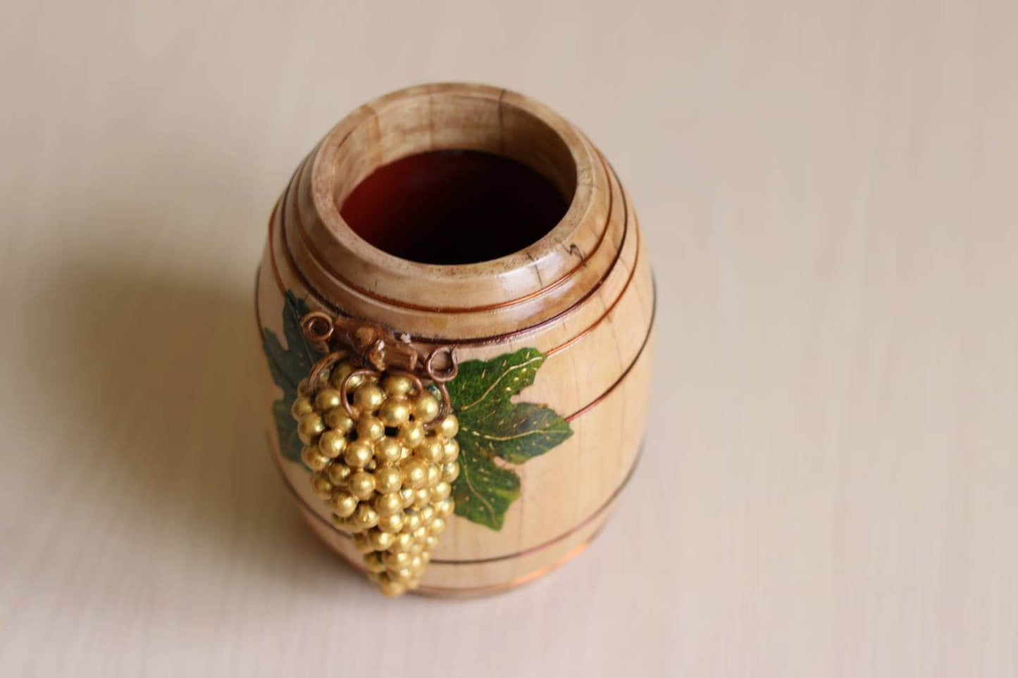 Authentic Wooden Wine Mug - Armenian Grape Design - Perfect Gift for Wine Lovers