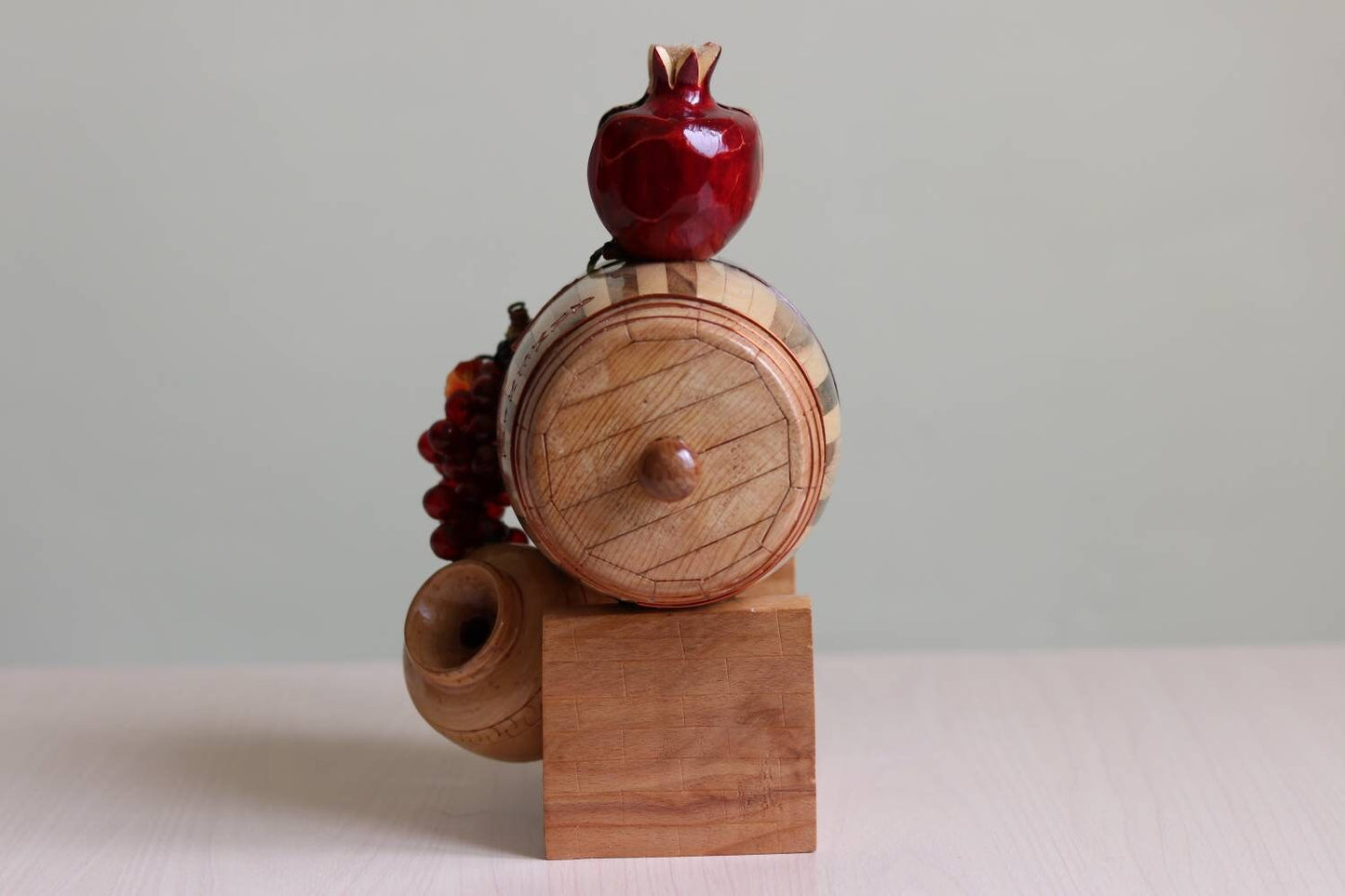 Pomegranate Wooden Barrel Bank  Handmade Piggy Bank for Boys  Graduation or Man Cave Decor  Personalized and Made in Armenia