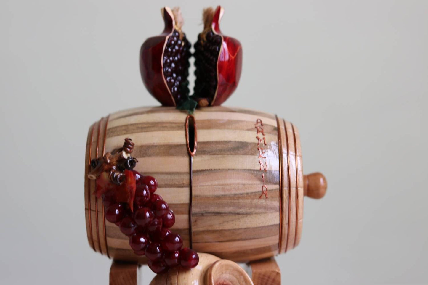 Pomegranate Wooden Barrel Bank  Handmade Piggy Bank for Boys  Graduation or Man Cave Decor  Personalized and Made in Armenia