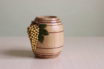 Authentic Wooden Wine Mug - Armenian Grape Design - Perfect Gift for Wine Lovers