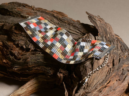 Handmade Armenian Bead Bracelet  Grandmas Patchwork Design  Red White Beige Pink Blue  Gift for Her