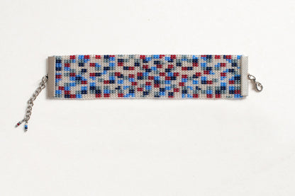 Handmade Armenian Geometric Bead Bracelet in Red Blue White and Aqua - Armenian Gift Arts and Jewelry