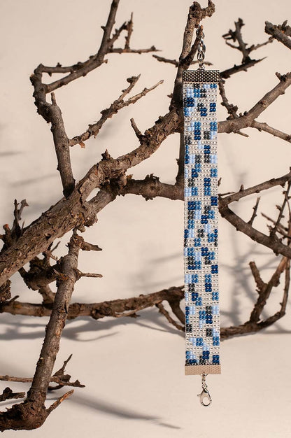 Handmade Beaded Armenian Bracelet in White Blue Aqua and Clear  Arts from Armenia  Great Gift