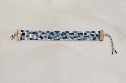Handmade Beaded Armenian Bracelet in White Blue Aqua and Clear  Arts from Armenia  Great Gift