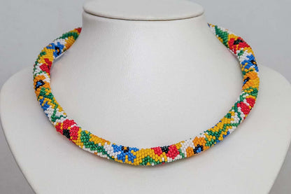 Spring and Summer Flower Statement Necklace with Beaded Detail - Romantic and Prom Jewelry for the Beach
