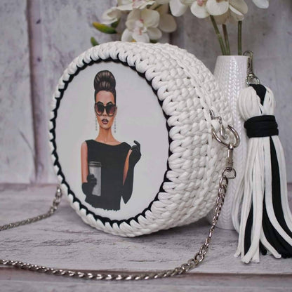 Audrey Hepburn Breakfast at Tiffany Black and White Handmade Purse  Fan Gift and Timeless Accessory