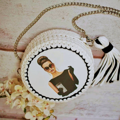 Audrey Hepburn Breakfast at Tiffany Black and White Handmade Purse  Fan Gift and Timeless Accessory