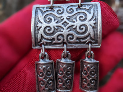 Celtic Inspired Viking Inspired Lord of the Rings Inspired Game of Thrones Inspired Filigree Large Dangle Bohemian Silver Color Earrings
