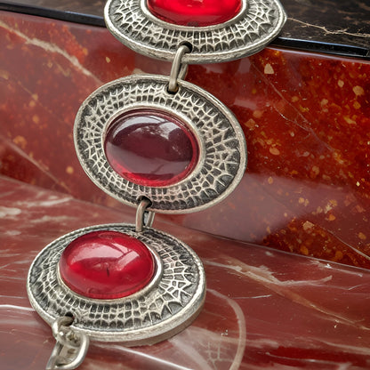 Handcrafted Red Stone Filigree Bracelets - Unique Artisan Jewelry with Bohemian Flair - Boho Chic Statement Cuffs