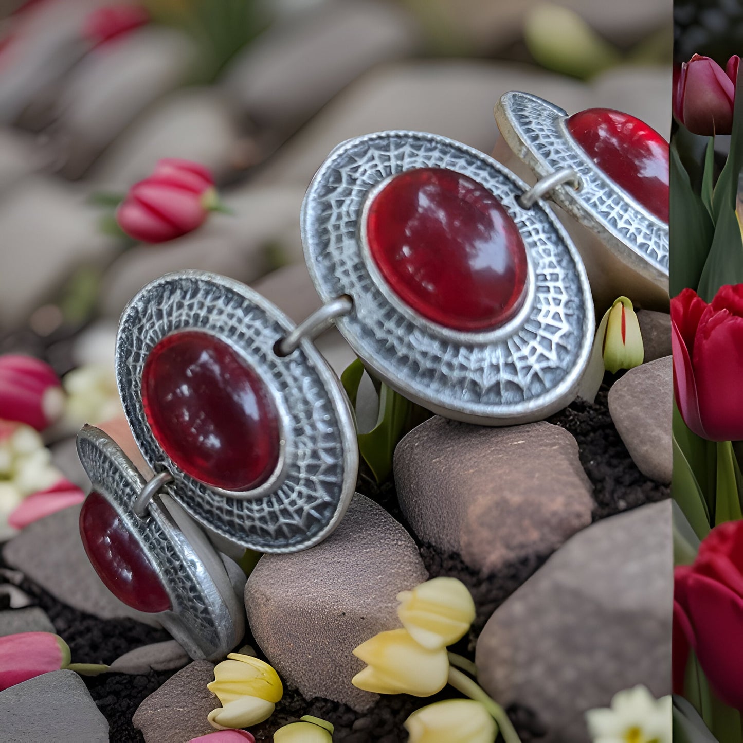 Handcrafted Red Stone Filigree Bracelets - Unique Artisan Jewelry with Bohemian Flair - Boho Chic Statement Cuffs