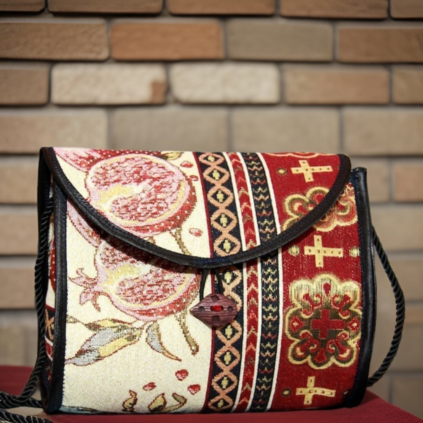 Armenian Carpet Bohemian Handbag | Ethnic Rug Tribal Purse | Carpet Bag with Armenian Motif | Unique Armenian Gift | Pomegranate Design