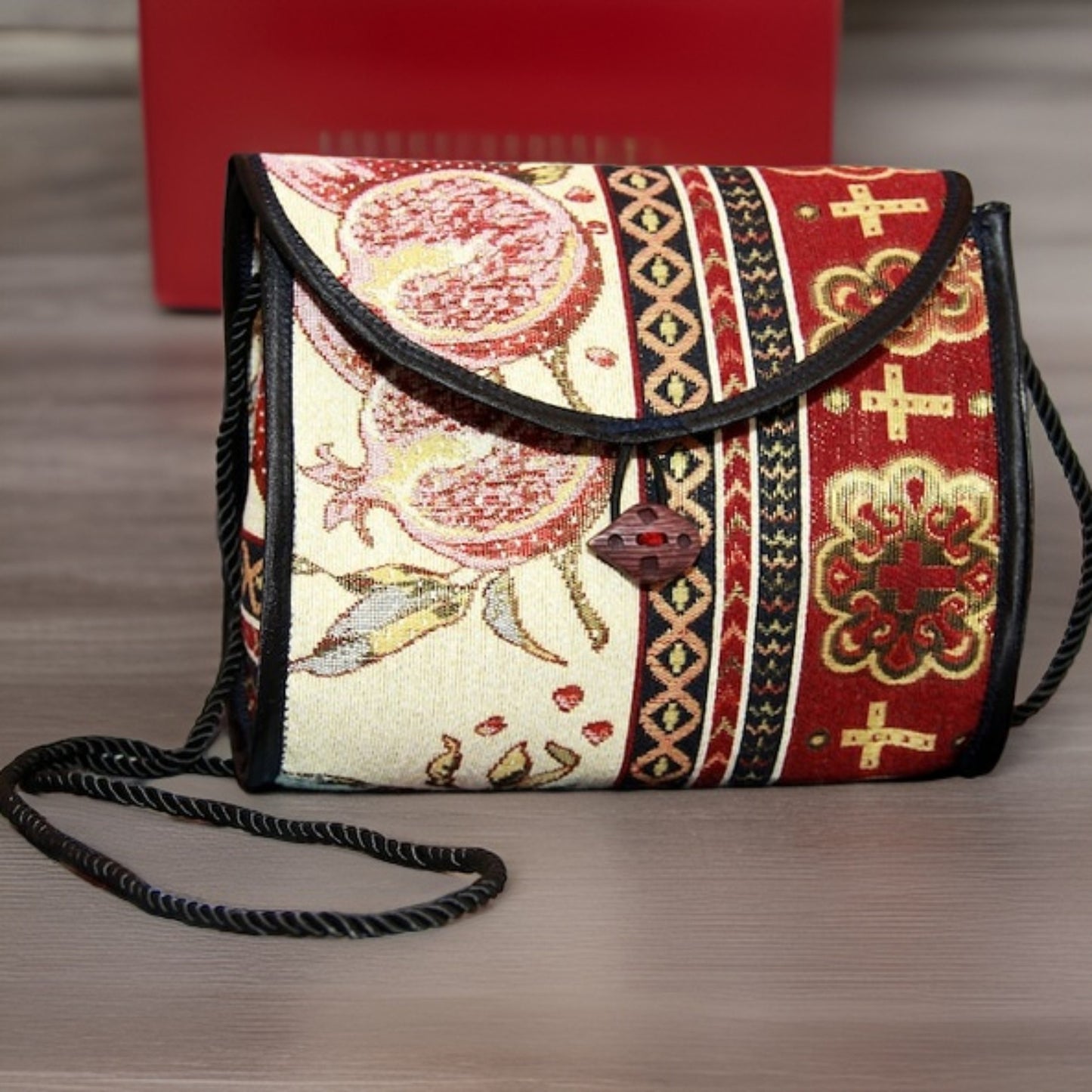 Armenian Carpet Bohemian Handbag | Ethnic Rug Tribal Purse | Carpet Bag with Armenian Motif | Unique Armenian Gift | Pomegranate Design