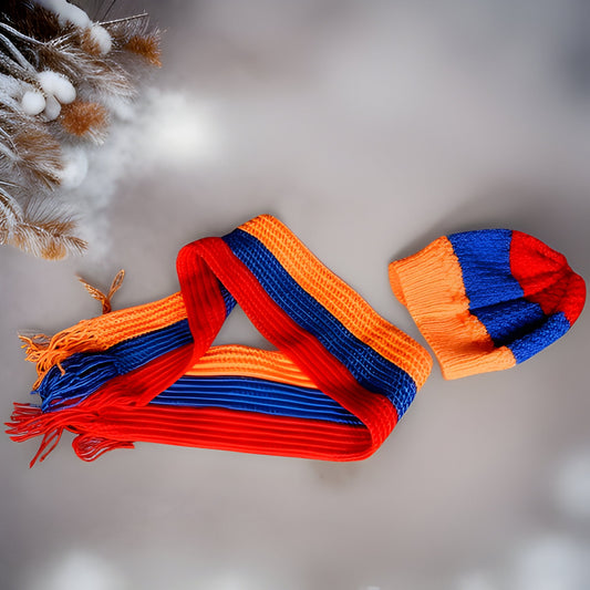 Flag Beanie and Scarf Set - Perfect for Armenian Family Photoshoots and Christmas Photoshoots - Stay Warm with the Armenian Flag Beanie Set