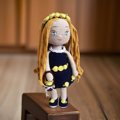 Customizable Features - Crochet Play Doll Removable Dress & Shoes - Perfect Playtime Companion - Durable- Ideal Gift for Girls' Birthdays