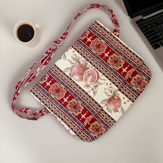 Armenian Carpet Fabric Laptop  Padded Interior Bag - Customizable Size - Ideal for Graduation, New Job, Student, and Career Women