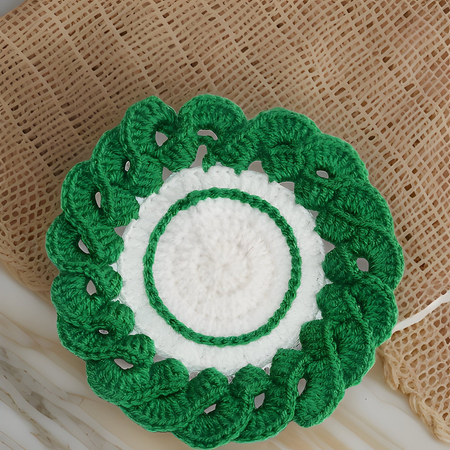 Set of 6 Crochet Coasters & Doilies - Sunflower, Pearl Flower, Spiral Flower, Elegant Flower -  Home Decor and Candle Accessories