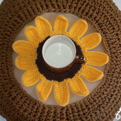 Set of 6 Crochet Coasters & Doilies - Sunflower, Pearl Flower, Spiral Flower, Elegant Flower -  Home Decor and Candle Accessories