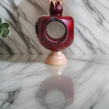 Armenian Pomegranate Wooden Wine Holder - Armenian Art - Wine Stand - Armenian Grapes - Armenia Symbol Gifts - Man Cave Gift - Home Decor