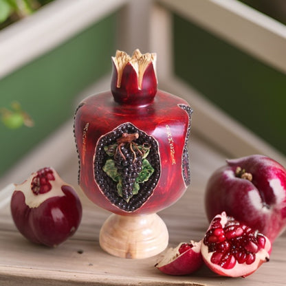 Armenian Pomegranate Wooden Wine Holder - Armenian Art - Wine Stand - Armenian Grapes - Armenia Symbol Gifts - Man Cave Gift - Home Decor