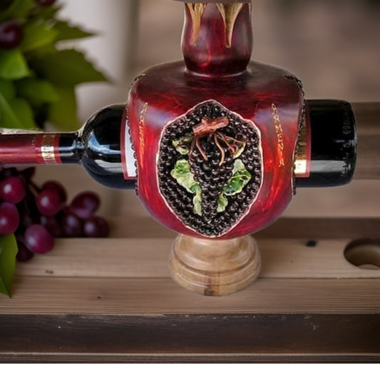 Armenian Pomegranate Wooden Wine Holder - Armenian Art - Wine Stand - Armenian Grapes - Armenia Symbol Gifts - Man Cave Gift - Home Decor