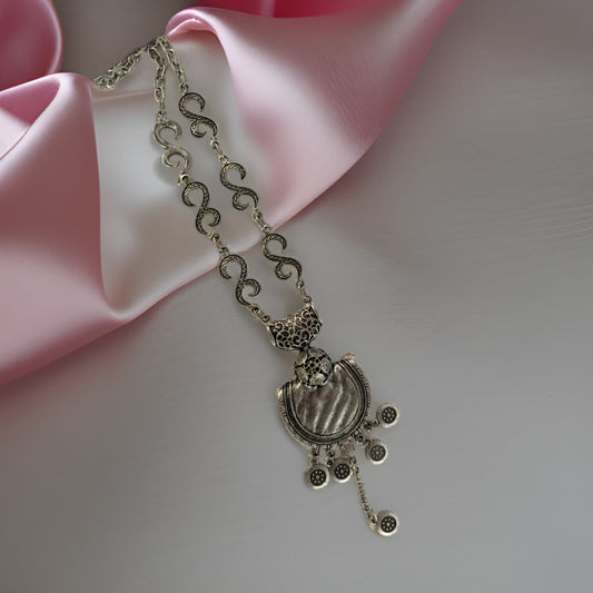 Bohemian Chic Statement Long Pendant with Filigree Designs and Coins - Unique Boho Necklace, Intricate Filigree Jewelry, Statement Piece