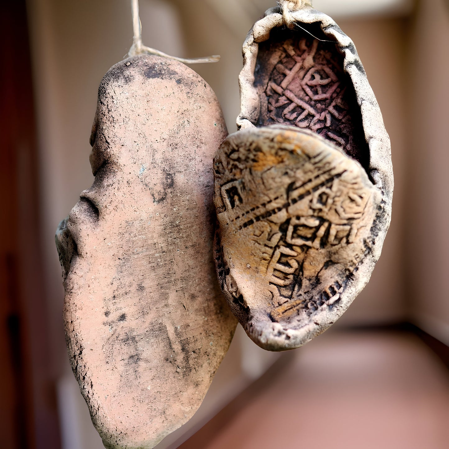 Custome Order For Arpy -TWO Organic Clay and Earthen Minerals Good Luck Amulet Armenian Shoes