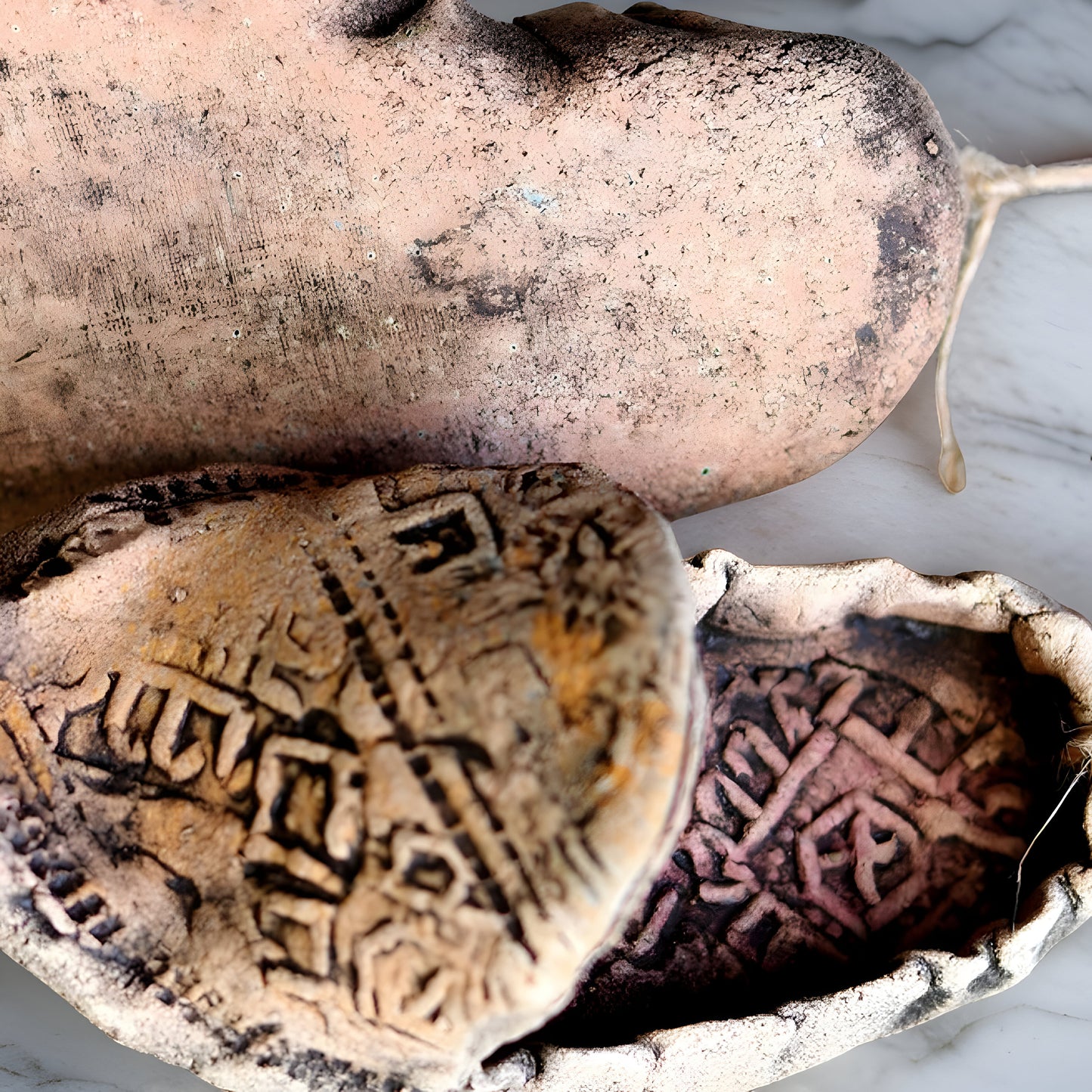 Custome Order For Arpy -TWO Organic Clay and Earthen Minerals Good Luck Amulet Armenian Shoes