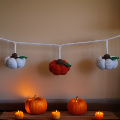 Stuffed Pumpkins Set of 6 - Versatile Table Decor or Garland - Orange and White Pumpkins - Fall and Autumn Decor -  Holiday Home Accents