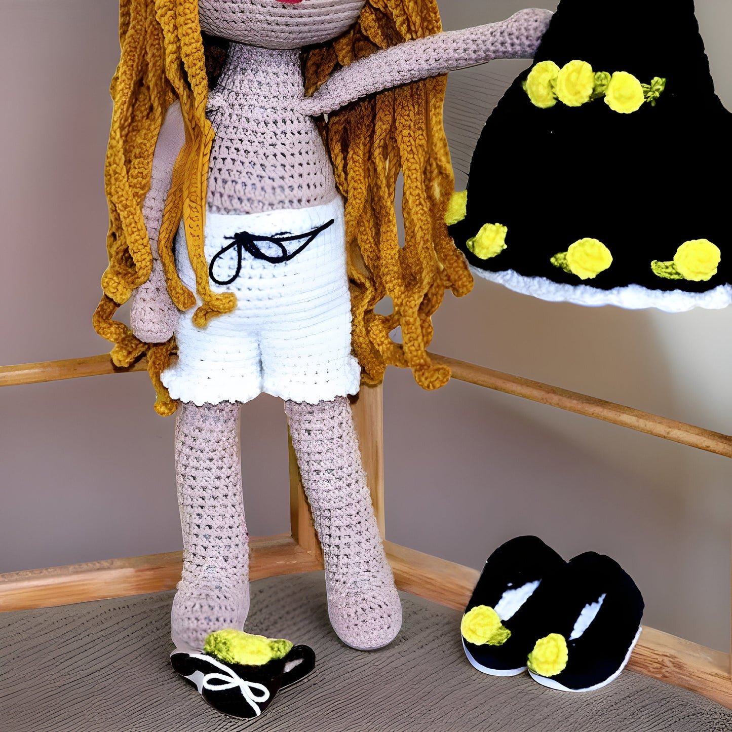 Customizable Features - Crochet Play Doll Removable Dress & Shoes - Perfect Playtime Companion - Durable- Ideal Gift for Girls' Birthdays