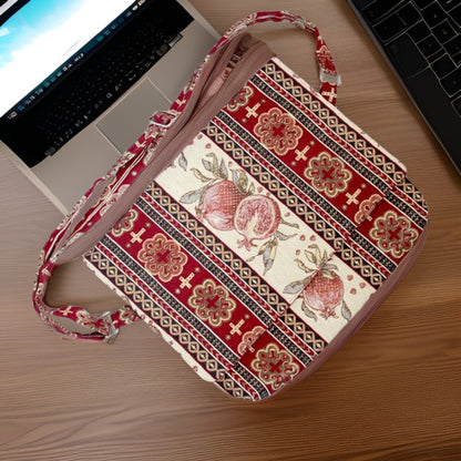 Armenian Carpet Fabric Laptop  Padded Interior Bag - Customizable Size - Ideal for Graduation, New Job, Student, and Career Women