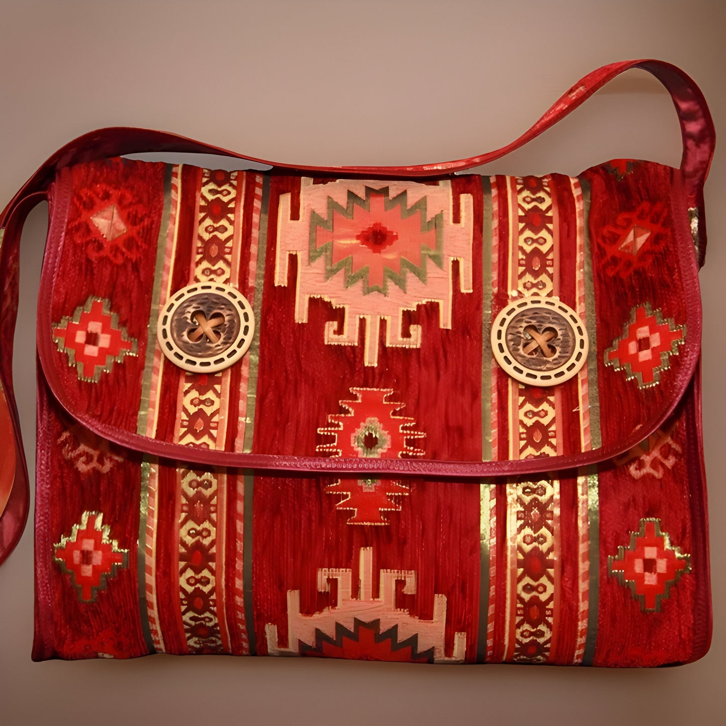 Armenian Carpet Bohemian Handbag - Ethnic Rug Tribal Purse with Authentic Armenian Motif - Traditional Carpet Motifs & Middle Eastern Design