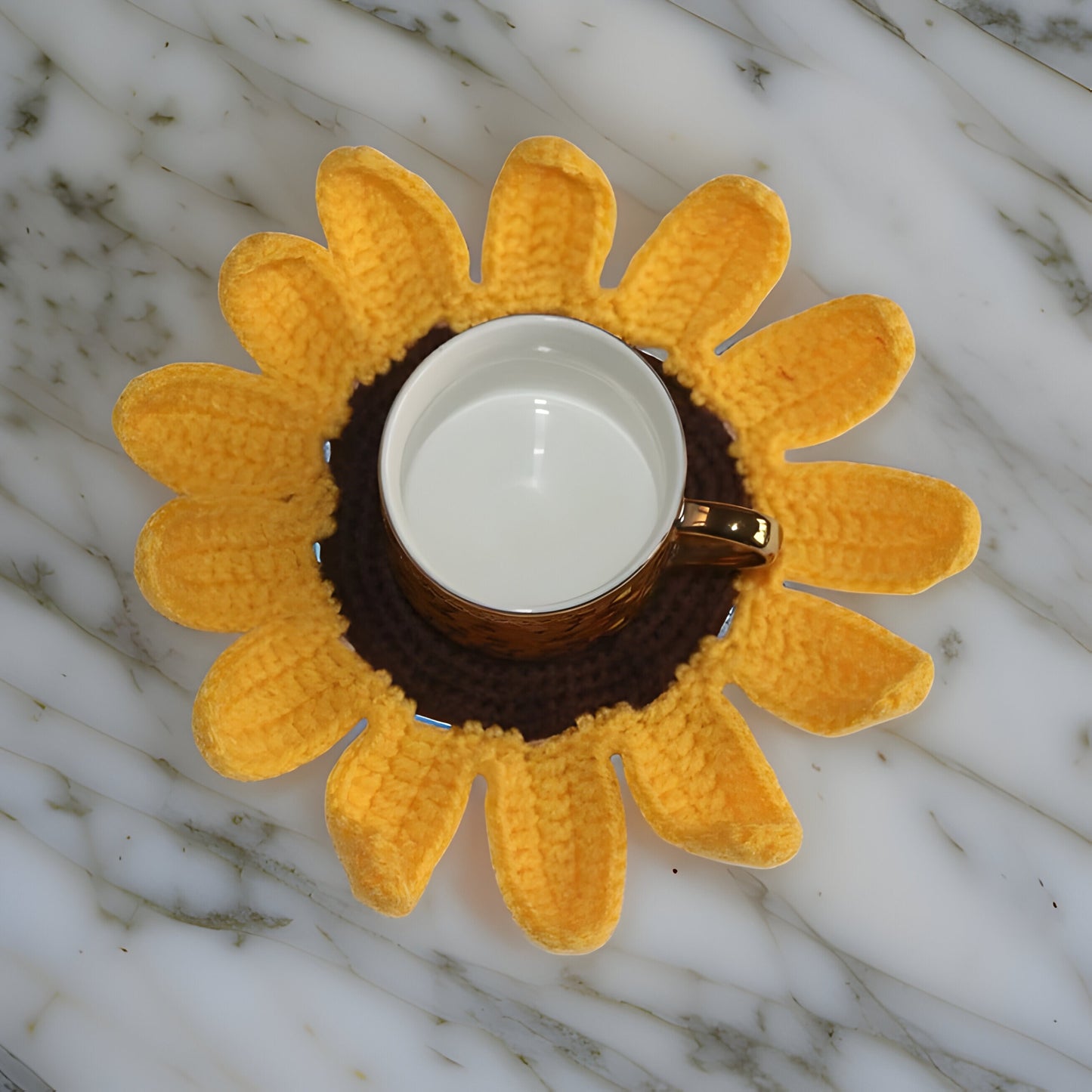 Set of 6 Crochet Coasters & Doilies - Sunflower, Pearl Flower, Spiral Flower, Elegant Flower -  Home Decor and Candle Accessories