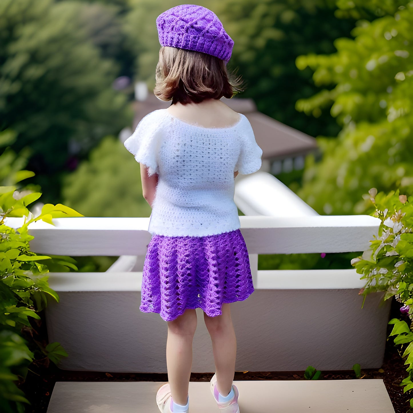 Customizable Crochet Girls Outfit - Top Skirt and Beret Hat - Choose Your Own Colors - Available for Purchase Separately