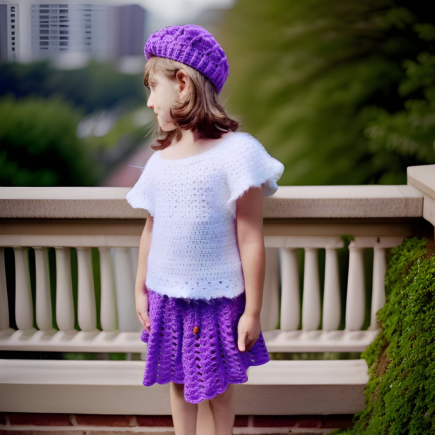 Customizable Crochet Girls Outfit - Top Skirt and Beret Hat - Choose Your Own Colors - Available for Purchase Separately