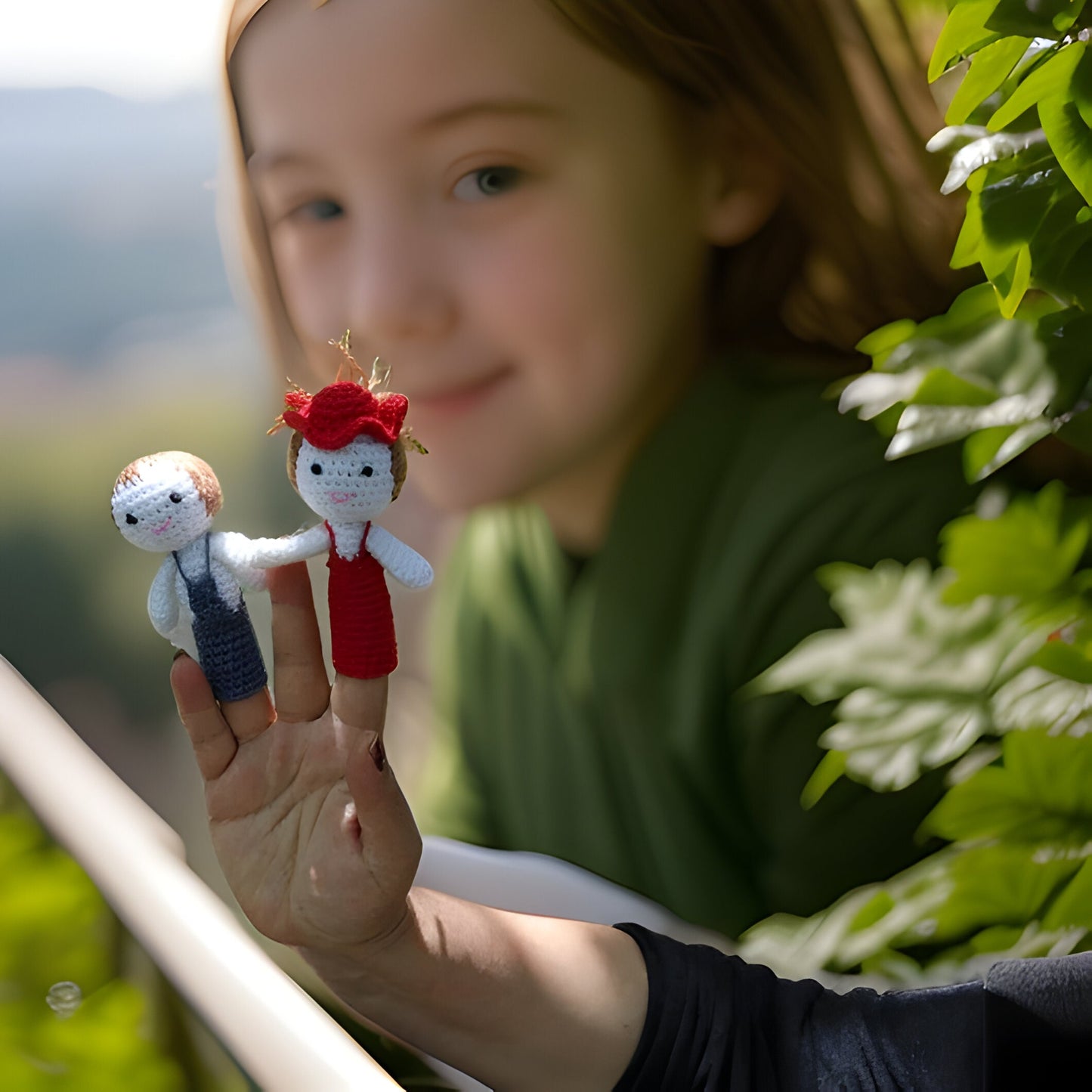 Farmer and Wife Cowgirl Crochet Finger Puppet Set - Toy for Kids - Farmer and Cowgirl Puppet - Farm Animal Toys