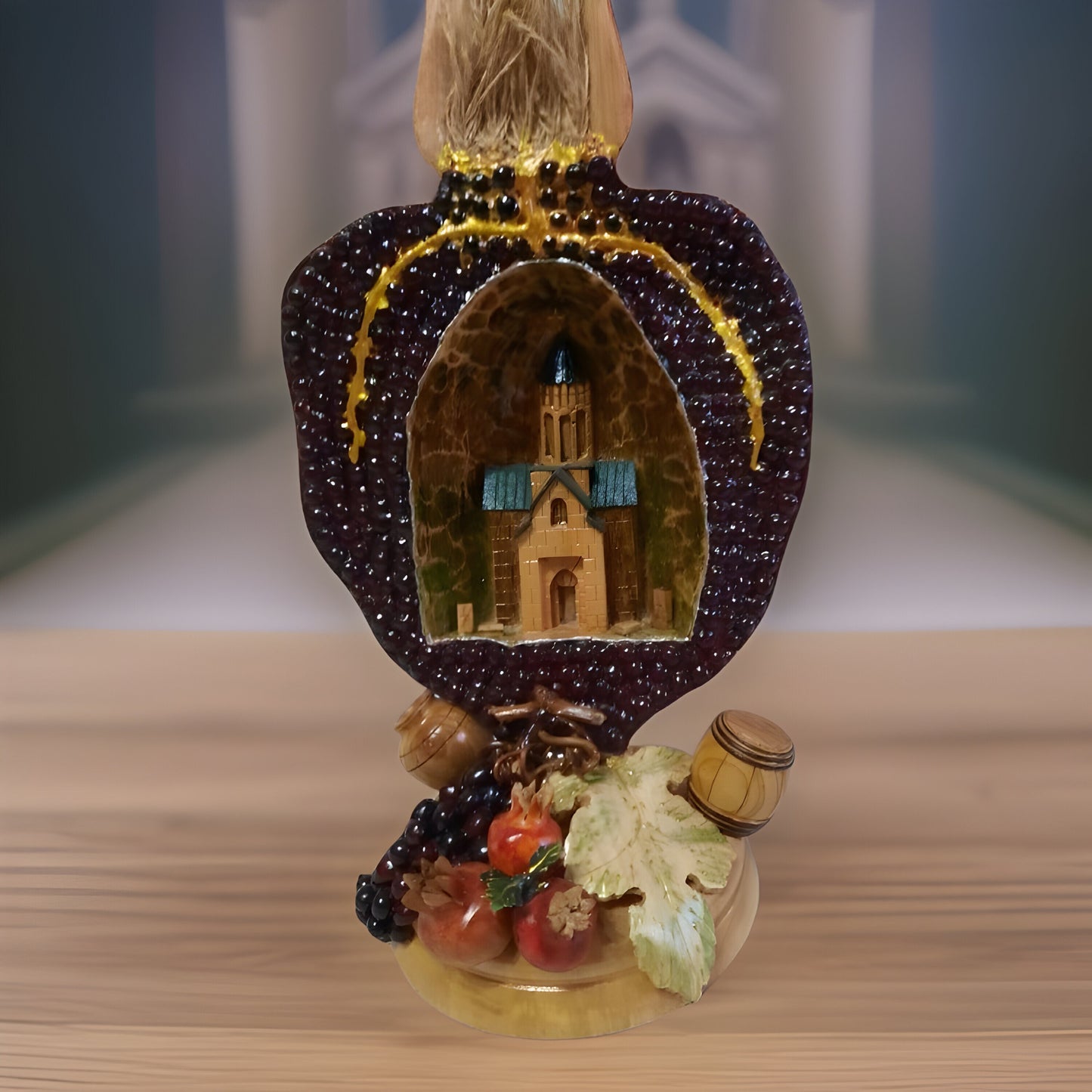 Armenian Church Pomegranate Centerpiece - Home Shelf Office Decor - One of a Kind