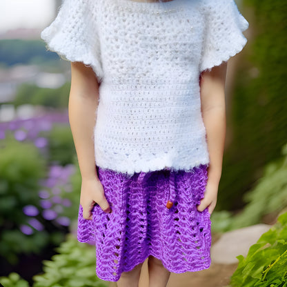 Customizable Crochet Girls Outfit - Top Skirt and Beret Hat - Choose Your Own Colors - Available for Purchase Separately