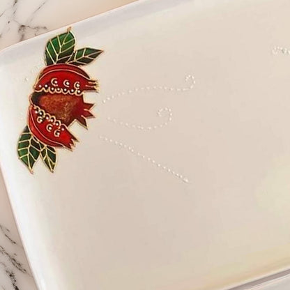 Hand-Painted Pomegranate Ornamental Serving Plates - SINGLE or SET OF 3 Armenian Gift for Newlyweds  Beautifully Crafted Serveware