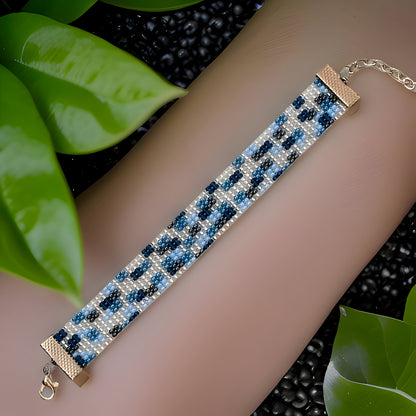 Handmade Beaded Armenian Bracelet in White Blue Aqua and Clear  Arts from Armenia  Great Gift