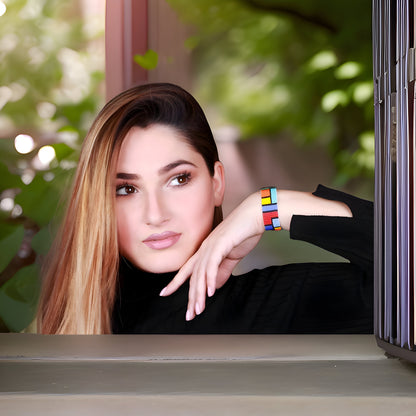 Colorful Beaded Cuff Bracelet - Multicolor Jewelry - Statement Gift for Her