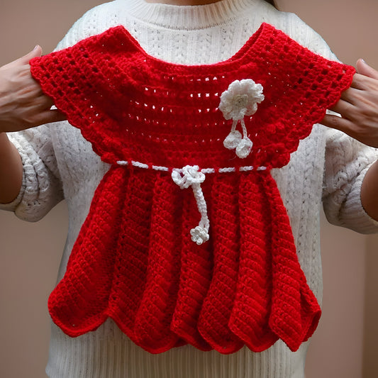 Pleated Crochet Baby Dress Set - Customizable Colors - Perfect for Valentines Photoshoot