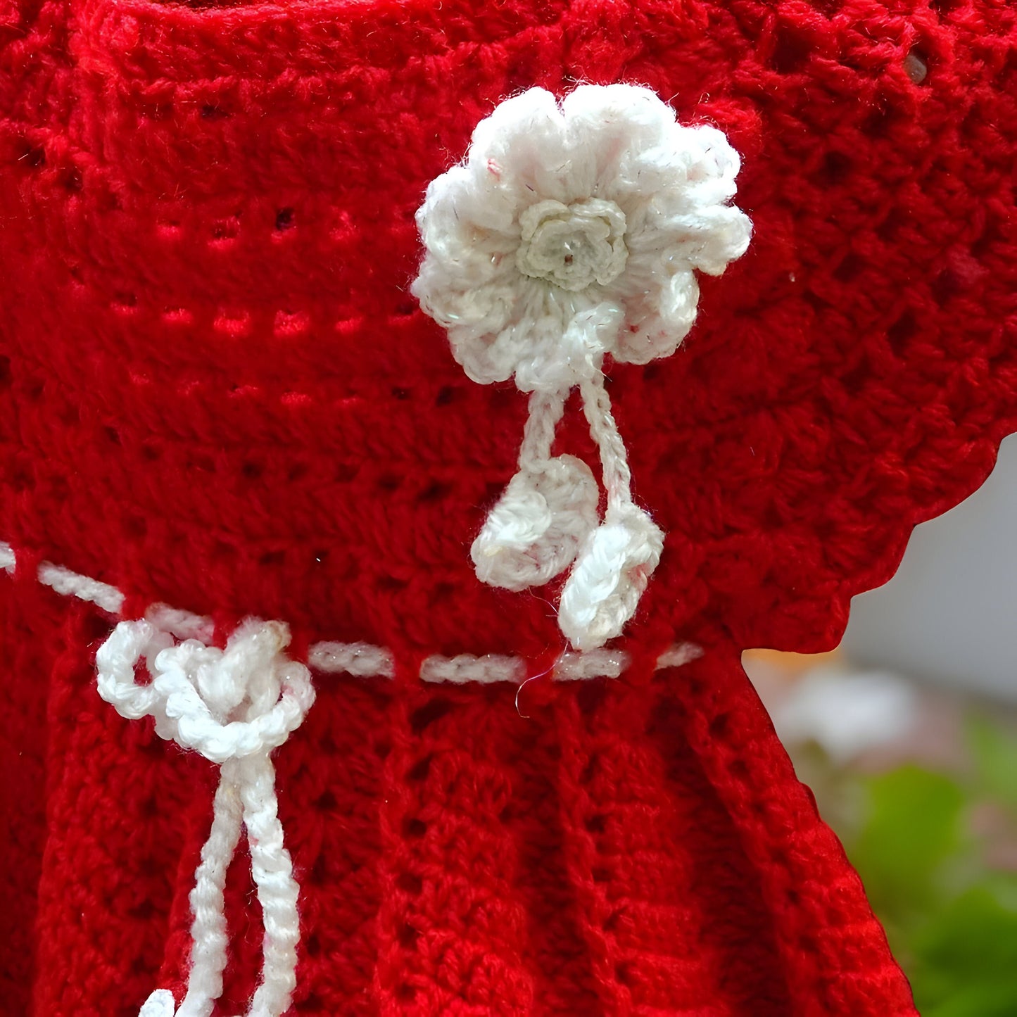 Pleated Crochet Baby Dress Set - Customizable Colors - Perfect for Valentines Photoshoot