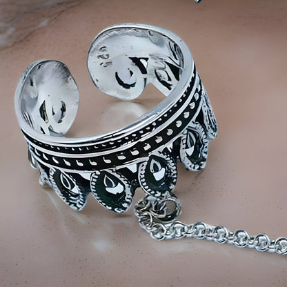 Adjustable Viking Double Sterling Silver Full Finger Ring - Games of Thrones Inspired Armenian Silver Design