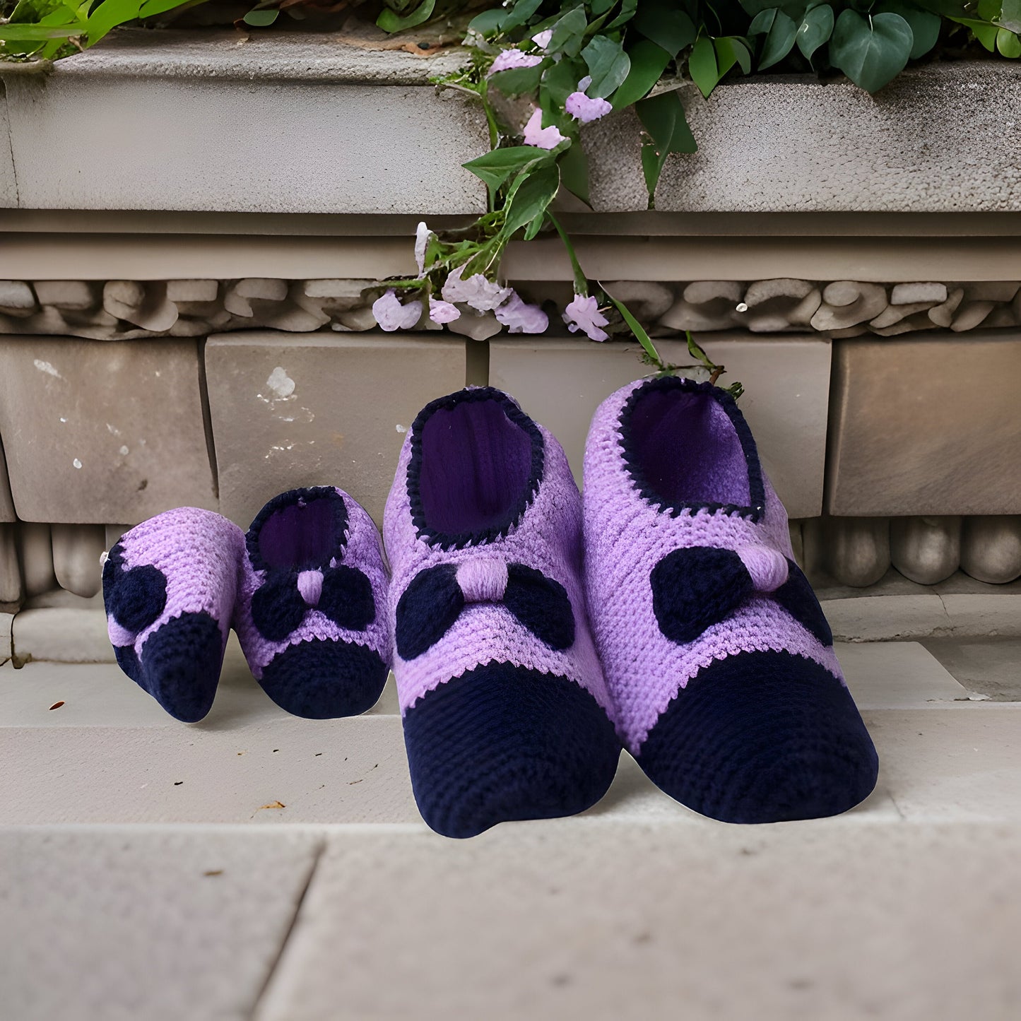 Mommy and Me Crochet Slippers - Matching Set