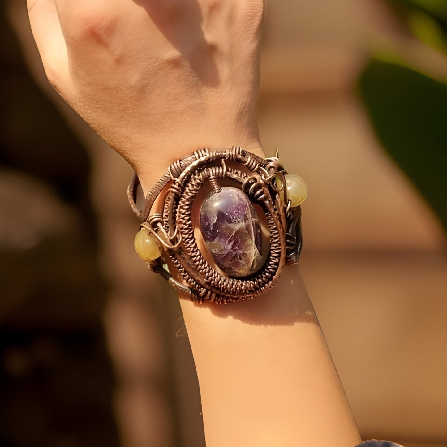 Lace Agate Fantasy Bracelet & Ring Set - Copper Wire-Wrapped - Large Statement - Multiple Color Options - Formal or Non-Formal Occasions