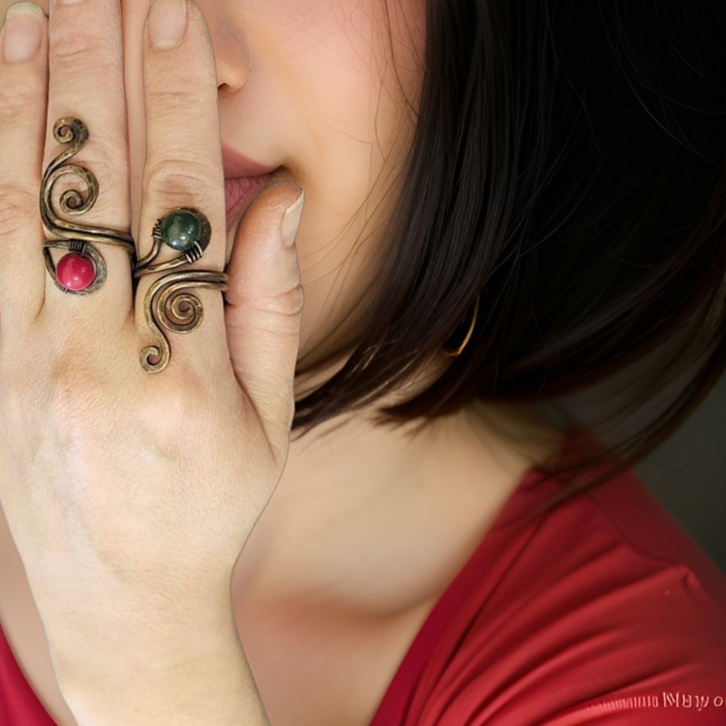 Agate Wire-Wrapped Cocktail Ring - Spiral Ring, Statement Ring, Bohemian Jewelry - Handcrafted Statement Piece