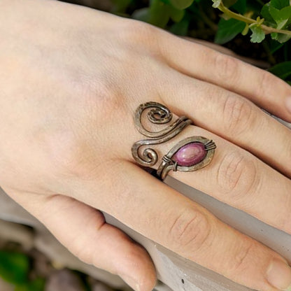 Agate Wire-Wrapped Cocktail Ring - Spiral Ring, Statement Ring, Bohemian Jewelry - Handcrafted Statement Piece