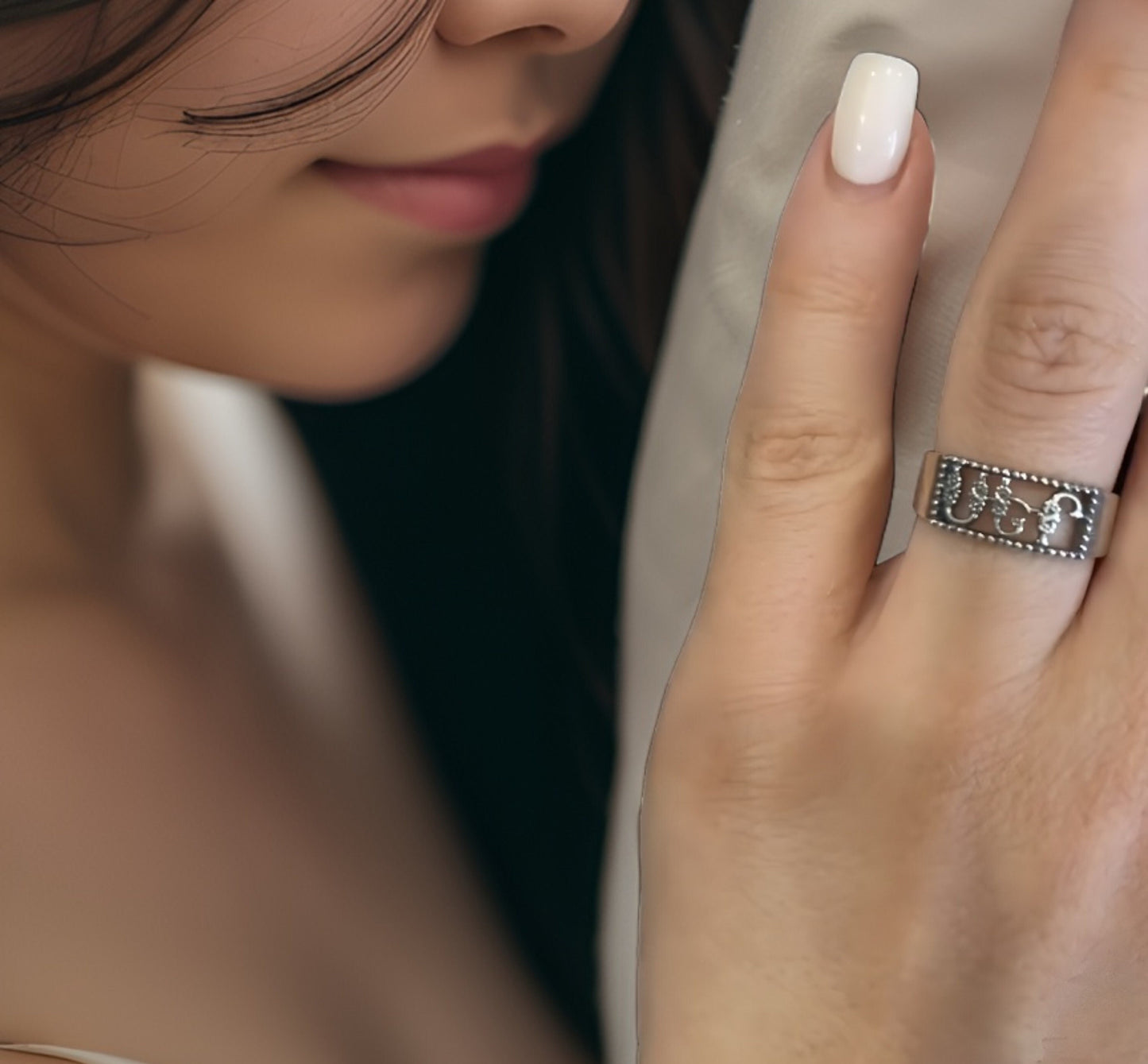 Adjustable Silver 'Love' Ring in Armenian: Սեր Romantic Gift, First Silver Gift, Girlfriend Gift