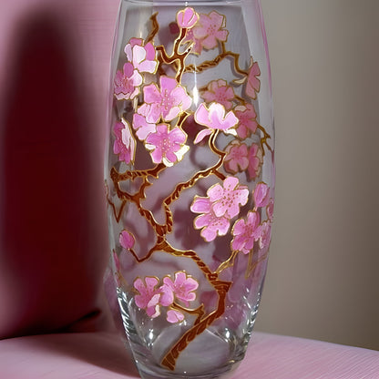 Handpainted Cherry Blossoms and Sakura Flower Vase - Personalized with Name or Initials - Mother's Day Gift, Bridal Gift - Home Decor