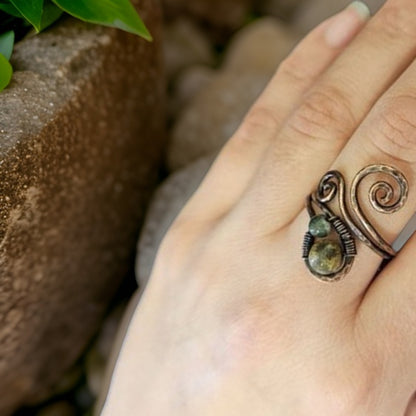 Agate Wire-Wrapped Cocktail Ring - Spiral Ring, Statement Ring, Bohemian Jewelry - Handcrafted Statement Piece